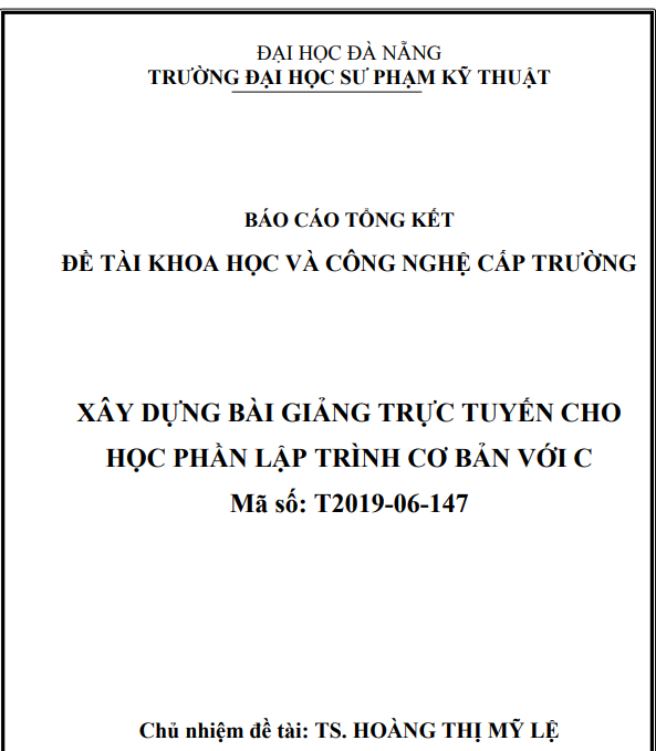 XÂY DỰNG BÀI GIẢNG TRỰC TUYẾN CHO  HỌC PHẦN LẬP TRÌNH CƠ BẢN VỚI C