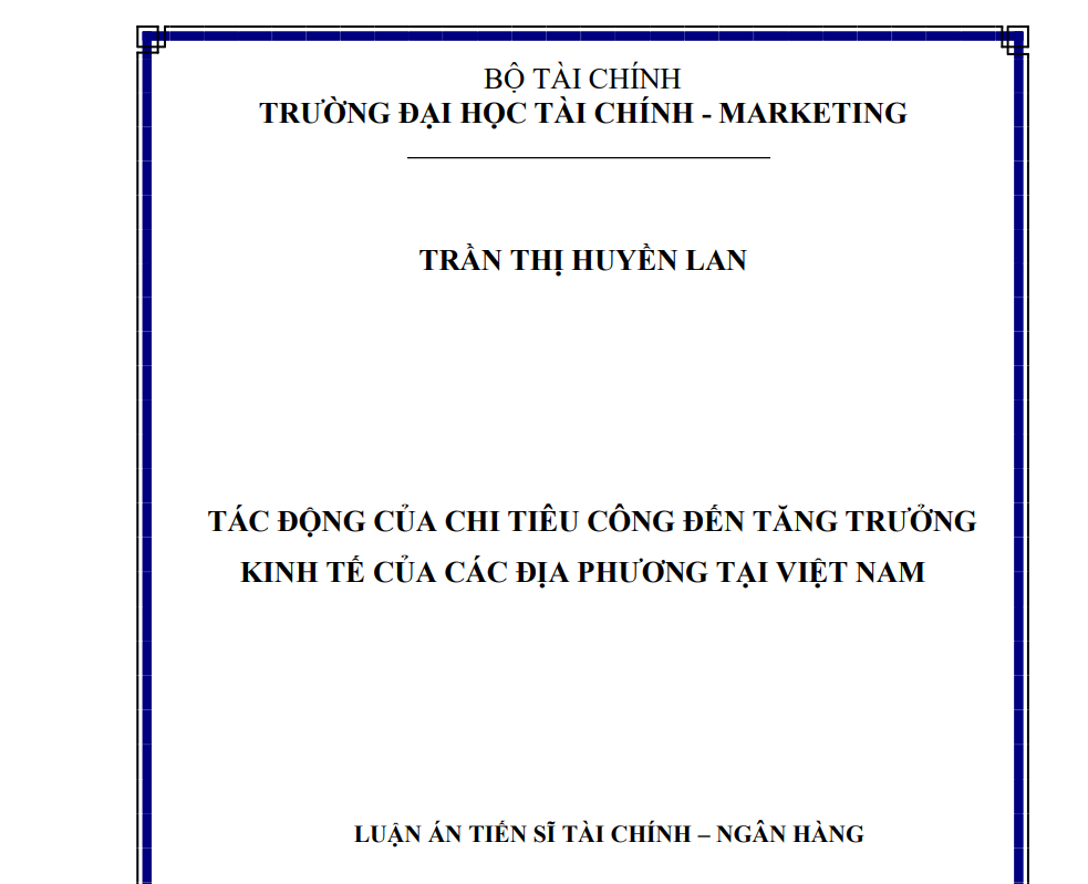 TÁC ĐỘNG CỦA CHI TIÊU CÔNG ĐẾN TĂNG TRƯỞNG KINH TẾ CỦA CÁC ĐỊA PHƯƠNG TẠI VIỆT NAM 