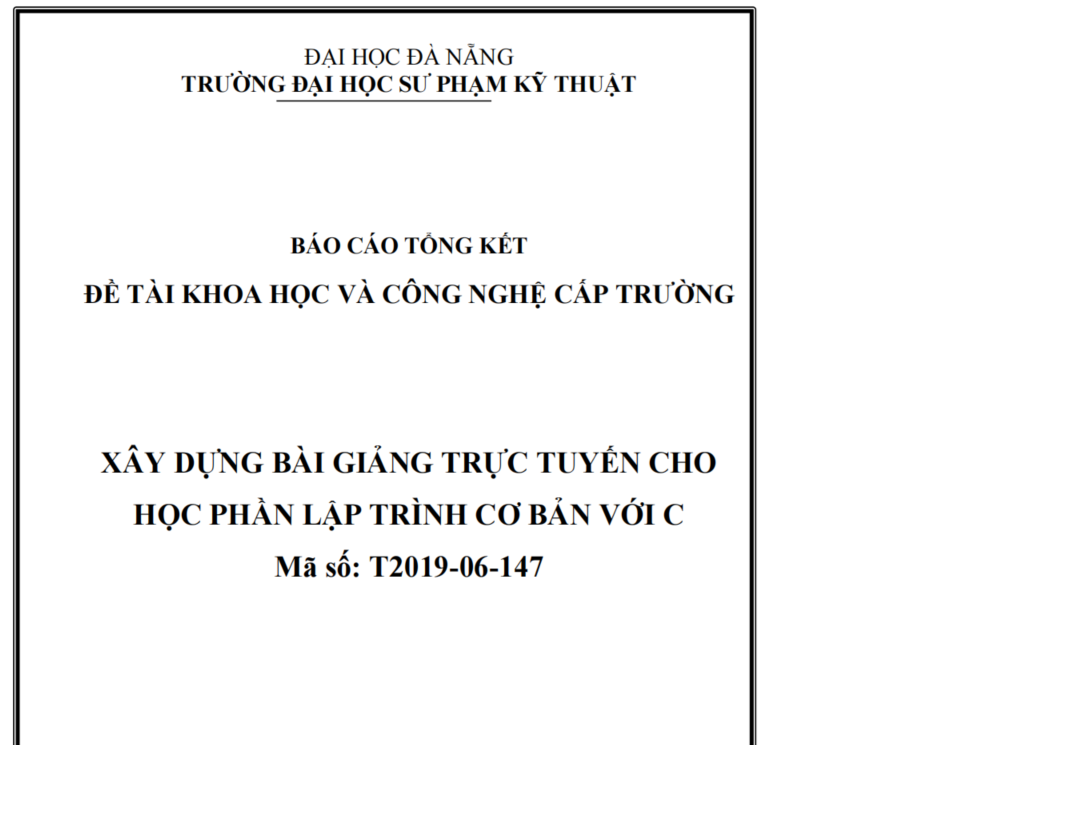 XÂY DỰNG BÀI GIẢNG TRỰC TUYẾN CHO HỌC PHẦN LẬP TRÌNH CƠ BẢN VỚI C