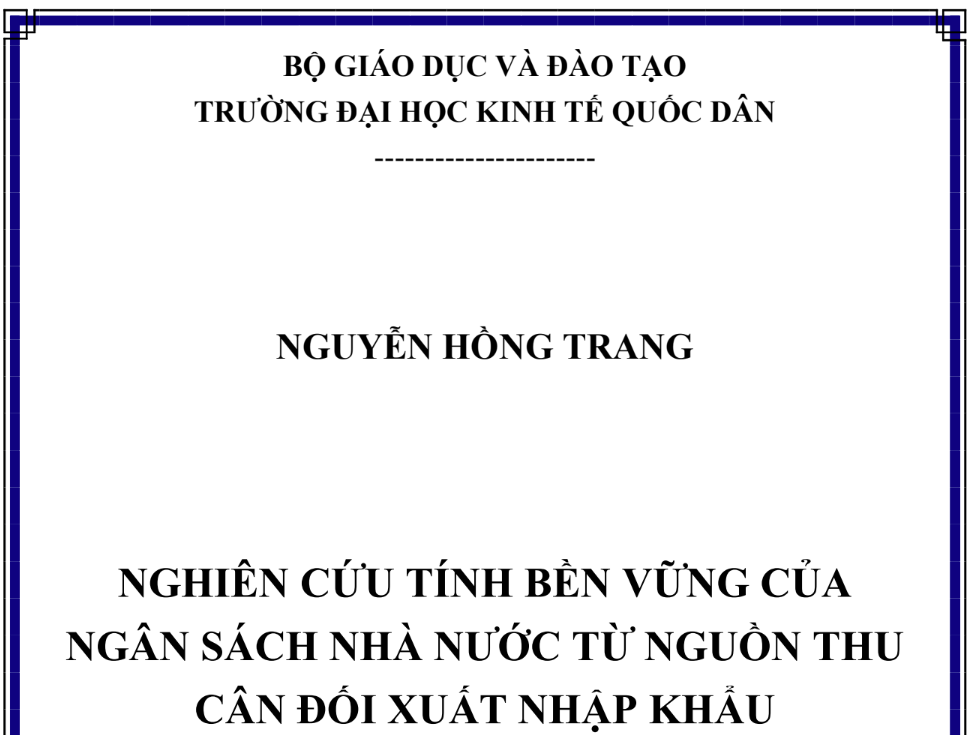 NGHIÊN CỨU TÍNH BỀN VỮNG CỦA NGÂN SÁCH NHÀ NƯỚC TỪ NGUỒN THU  CÂN ĐỐI XUẤT NHẬP KHẨU