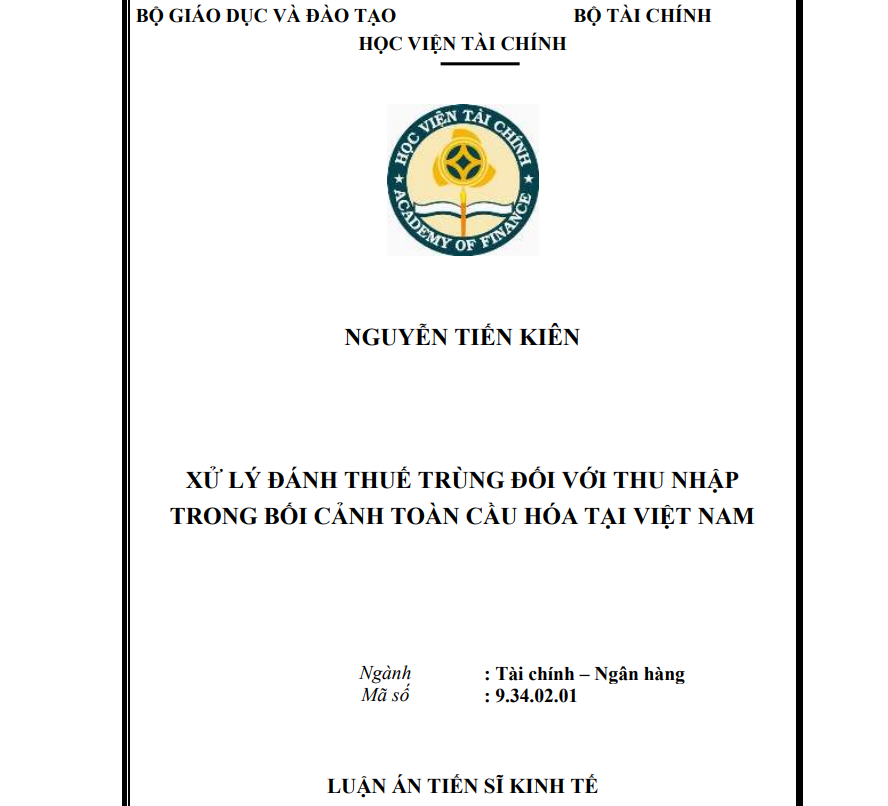 XỬ LÝ ĐÁNH THUẾ TRÙNG ĐỐI VỚI THU NHẬP TRONG BỐI CẢNH TOÀN CẦU HÓA TẠI VIỆT NAM