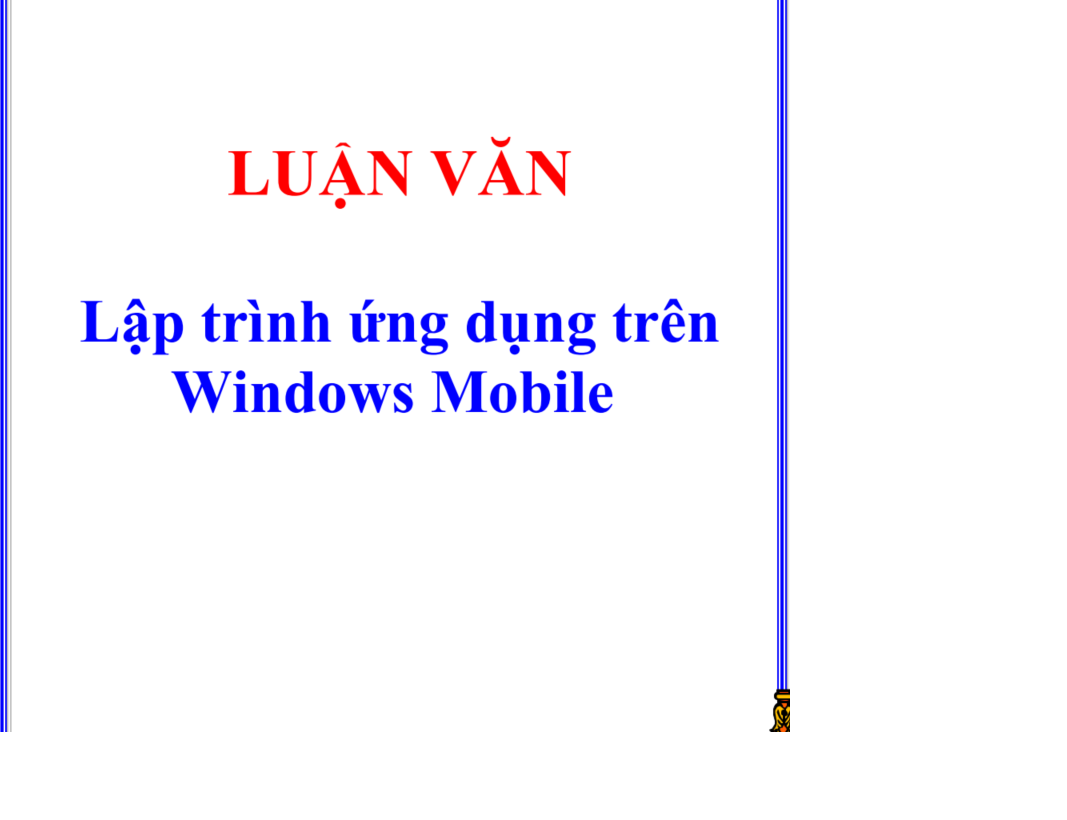 Lập trình ứng dụng trên Windows Mobile