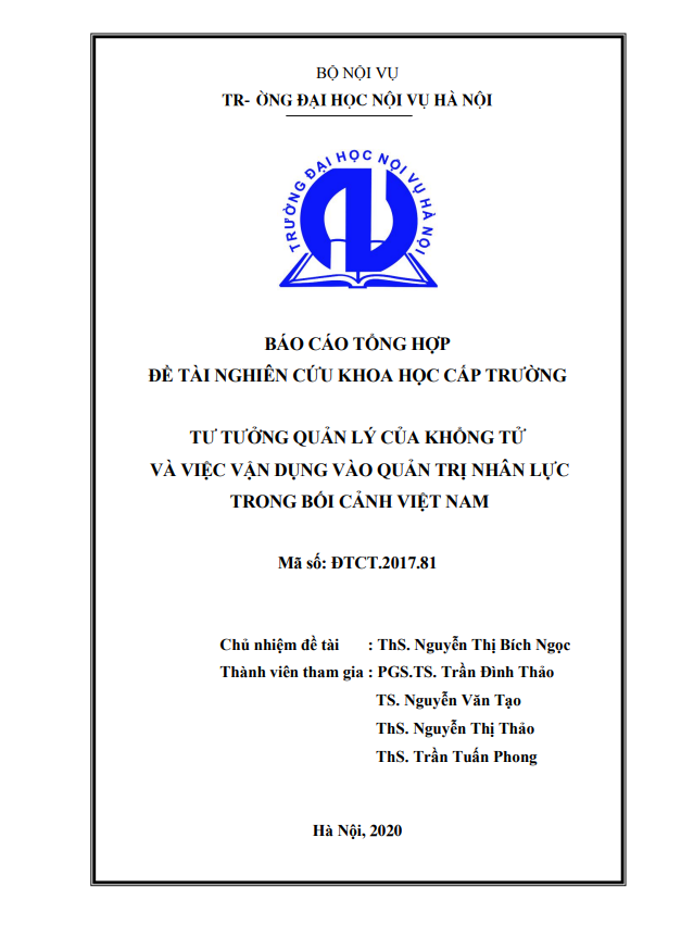 Tư tưởng quản lý của Khổng Tử và việc vận dụng vào quản trị nhân lực trong bối cảnh Việt Nam