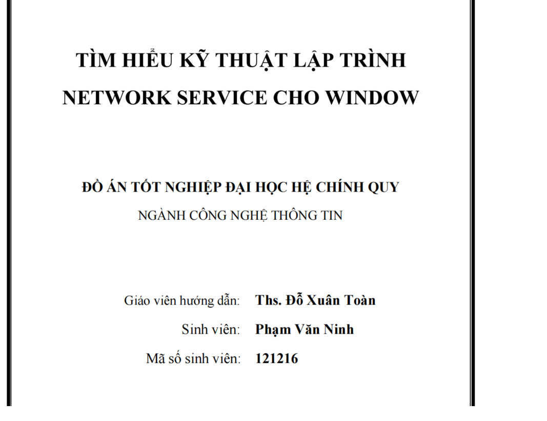 TÌM HIỂU KỸ THUẬT LẬP TRÌNH NETWORK SERVICE CHO WINDOW