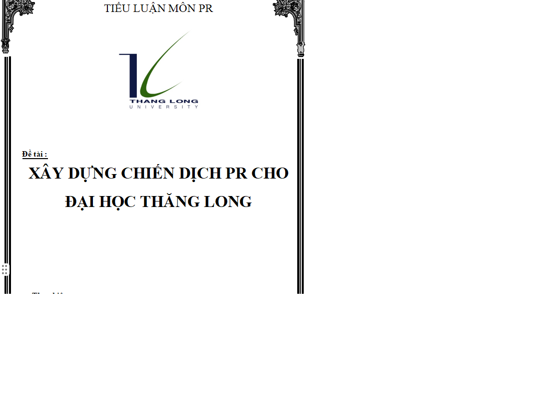 Xây dựng Chiến dịch PR cho Đại học Thăng Long