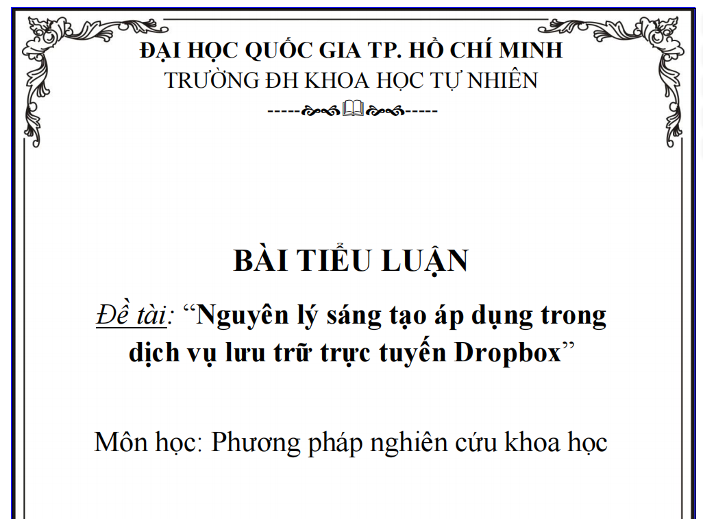 NGUYÊN LÝ SÁNG TẠO ÁP DỤNG TRONG DỊCH VỤ LƯU TRỮ TRỰC TUYẾN DROPBOX