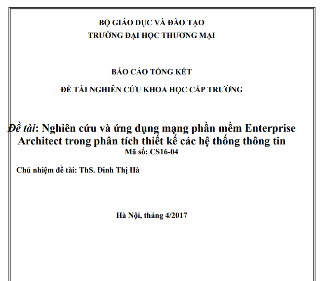 Nghiên cứu và ứng dụng mạng phần mềm Enterprise Architect trong phân tích thiết kế các hệ thống thông tin