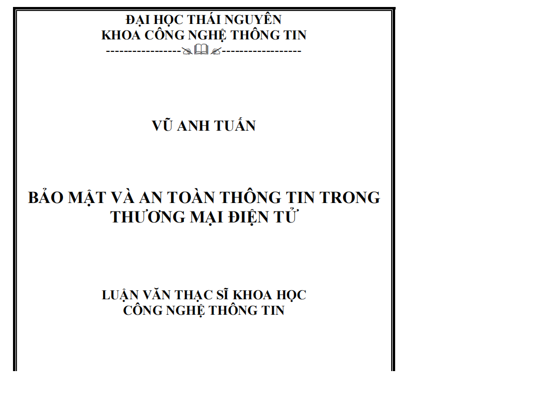 BẢO MẬT VÀ AN TOÀN THÔNG TIN TRONG THƯƠNG MẠI ĐIỆN TỬ