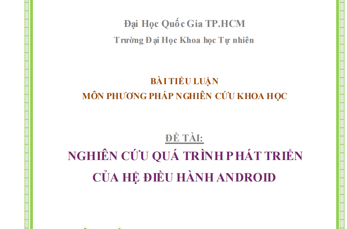 NGHIÊN CỨU QUÁ TRÌNH PHÁT TRIỂN CỦA HỆ ĐIỀU HÀNH ANDROID