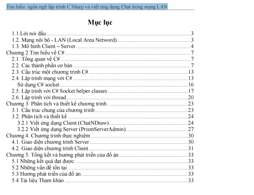 Tìm hiểu ngôn ngữ lập trình C Sharp và viết ứng dụng Chat trong mạng LAN