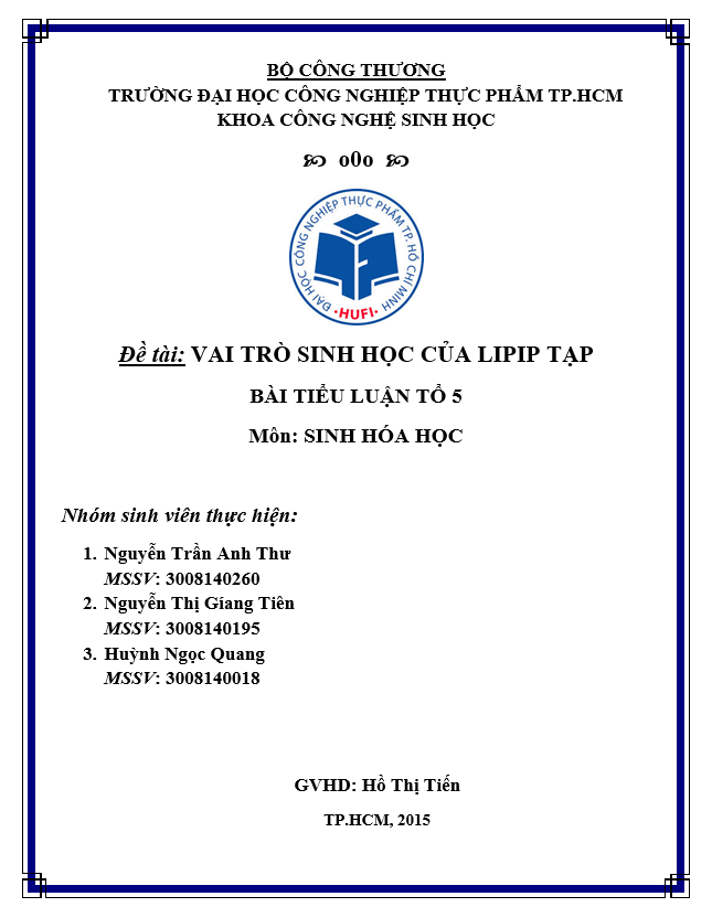 VAI TRÒ SINH HỌC CỦA LIPIP TẠP