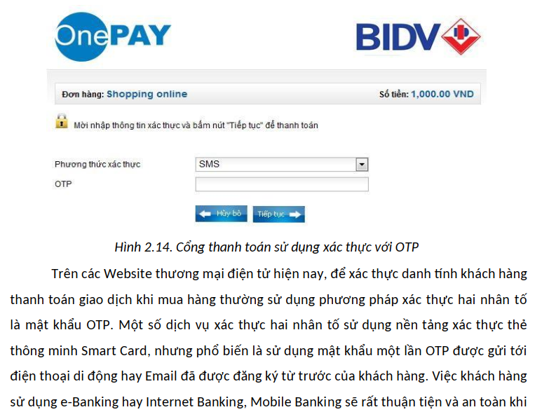 Nghiên cứu phương pháp xác thực dùng mật khẩu sử dụng một lần (OTP) và ứng dụng trong giao dịch điện tử