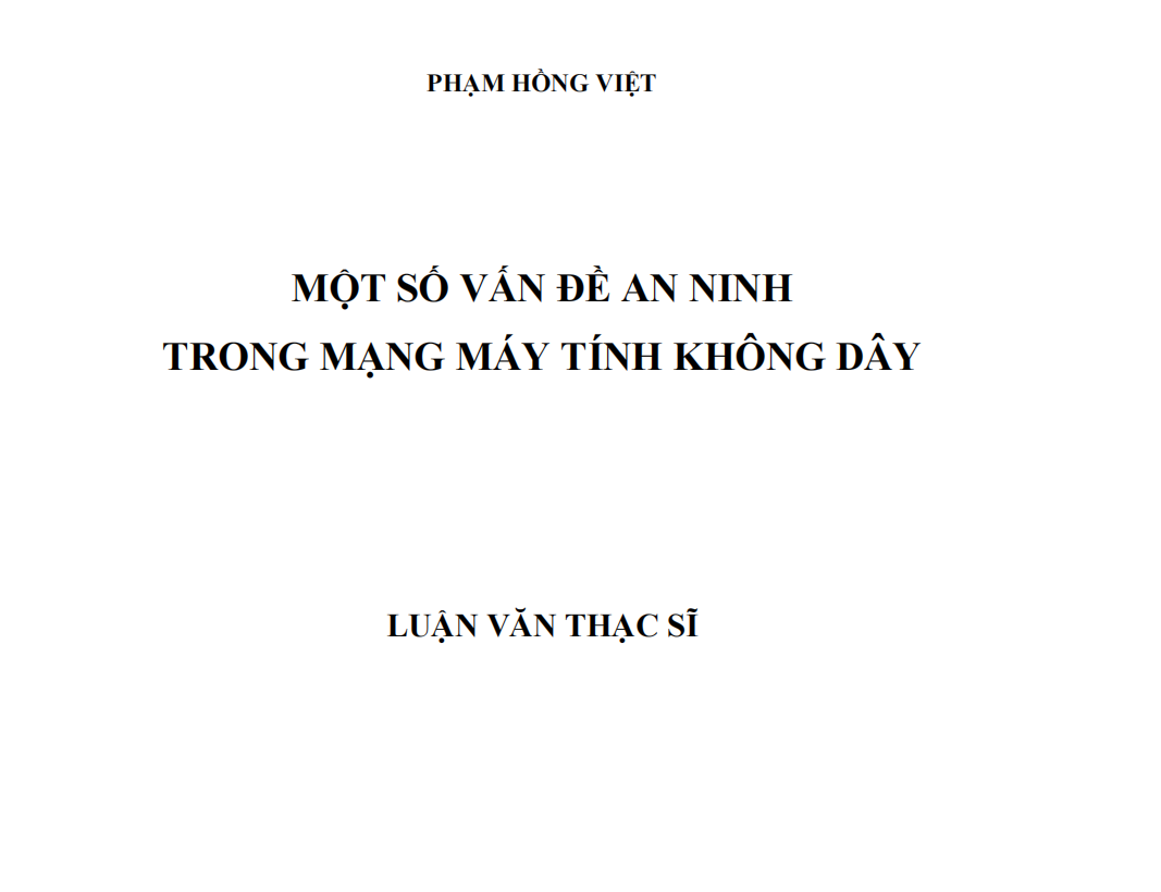 MỘT SỐ VẤN ĐỀ AN NINH TRONG MẠNG MÁY TÍNH KHÔNG DÂY