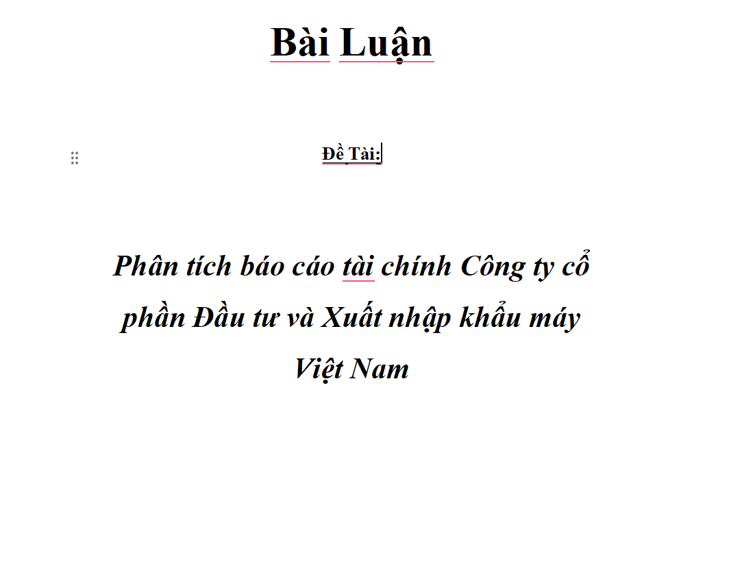 Phân tích báo cáo tài chính Công ty cổ phần Đầu tư và Xuất nhập khẩu máy Việt Nam