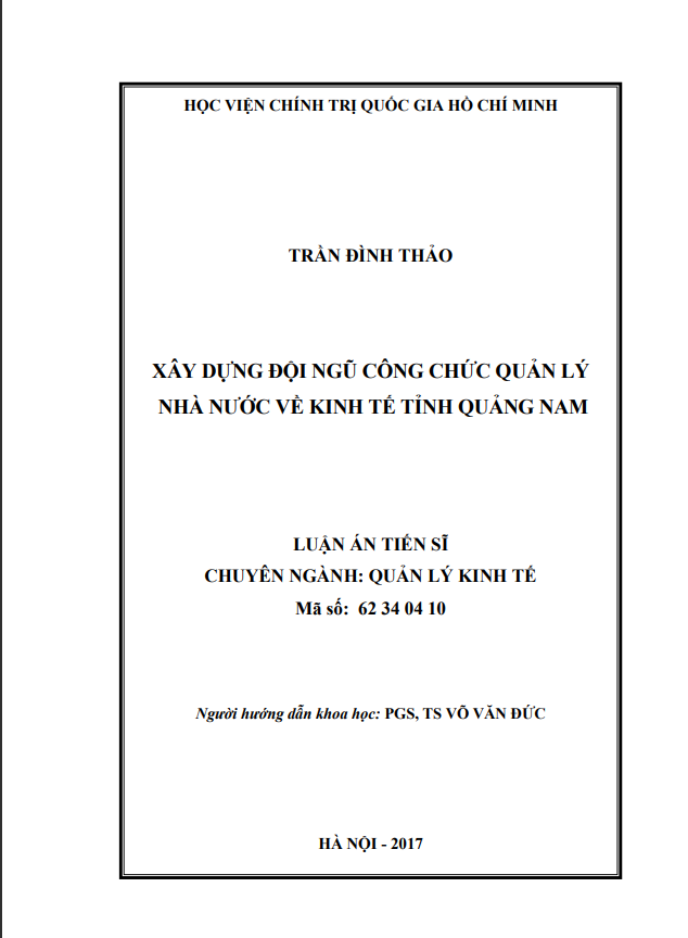 XÂY DỰNG ĐỘI NGŨ CÔNG CHỨC QUẢN LÝ NHÀ NƯỚC VỀ KINH TẾ TỈNH QUẢNG NAM