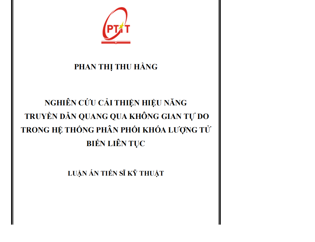 NGHIÊN CỨU CẢI THIỆN HIỆU NĂNG TRUYỀN DẪN QUANG QUA KHÔNG GIAN TỰ DO TRONG HỆ THỐNG PHÂN PHỐI KHÓA LƯỢNG TỬ BIẾN LIÊN TỤC