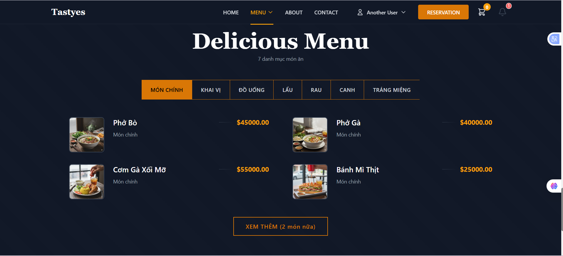 Source code website quản lý nhà hàng và đặt bàn Springboot + React Typescript + MySQL hỗ trợ thanh toán VN Pay