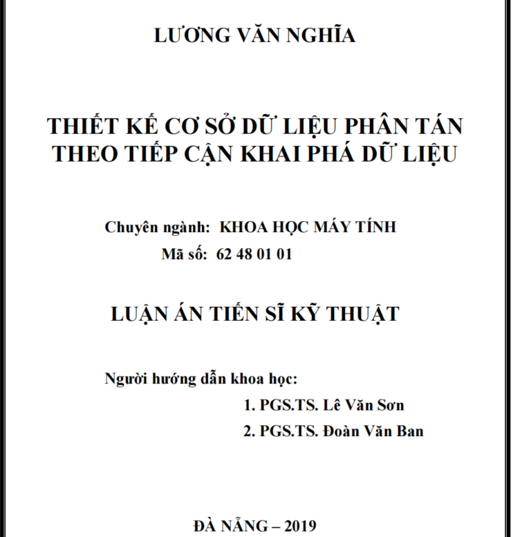 THIẾT KẾ CƠ SỞ DỮ LIỆU PHÂN TÁN THEO TIẾP CẬN KHAI PHÁ DỮ LIỆU