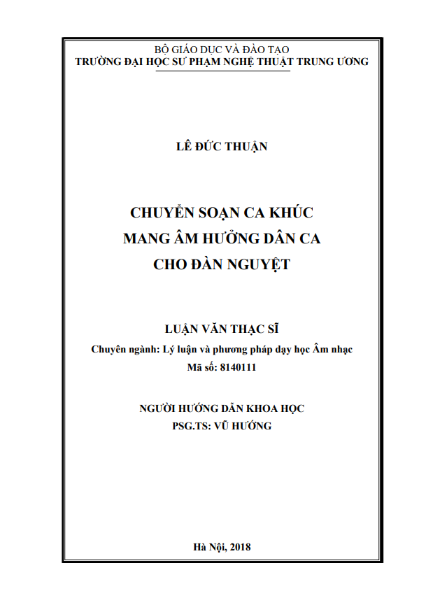 CHUYỂN SOẠN CA KHÚC  MANG ÂM HƯỞNG DÂN CA CHO ĐÀN NGUYỆT